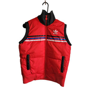 1990s Adidas Puffer down Vest Jacket Red Mens Medium